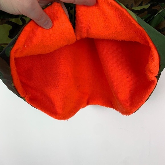 Vintage Blaze Orange Camo Nylon Pockets Full Zip Hunting Ammo Vest Med Large - Picture 4 of 5